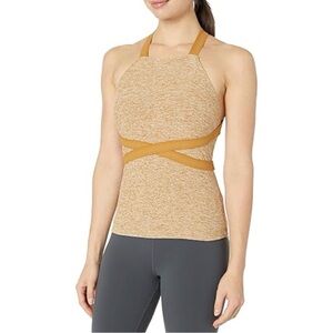 Alo Yoga Alosoft Harness Tank Medium Heather Caramel Strappy Yoga Top